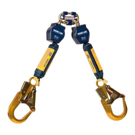 3M Dbi-Sala Nano-Lok Twin-Leg Quick Connect Self Retracting Lifeline - Web, 6 ft Length, Single Pin Connector 3101277